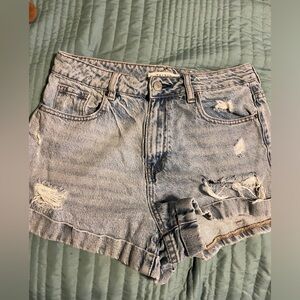 PacSun Blue‎ Jean Mom Shorts Distressed High-Waisted 28 Beach Vacation Basic